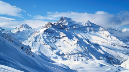Fototapeta premium photo of snowy mountain peaks , ai