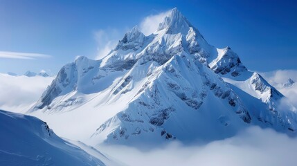 Fototapeta premium photo of snowy mountain peaks , ai