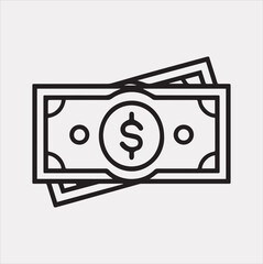 Banknote money outline Vector silhouette illustration icon on a white background