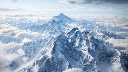 Fototapeta premium photo of snowy mountain peaks , ai