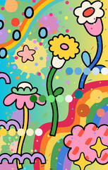 abstract background colorful doodle flower design