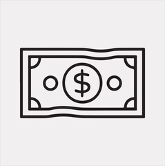 Banknote money outline Vector silhouette illustration icon on a white background