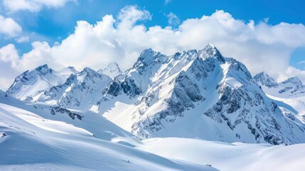 Obraz premium photo of snowy mountain peaks , ai