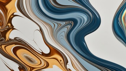 Abstract Swirling Marble Background in Blue, Yellow, and White