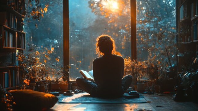 Serene Reflections: Person Journaling Thoughts and Emotions in Tranquil Cozy Space