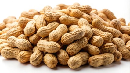 Fototapeta premium Peanuts with skin isolated on background, ideal for food or nutrition concepts