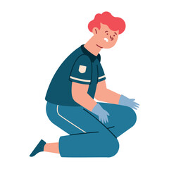 paramedic male character providing first aid