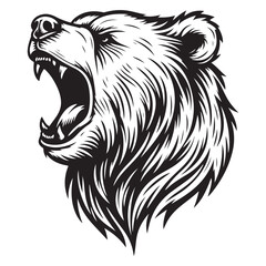 Obraz premium Line art of bear face roaring cartoon vector