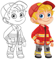 Young Firefighter in Uniform