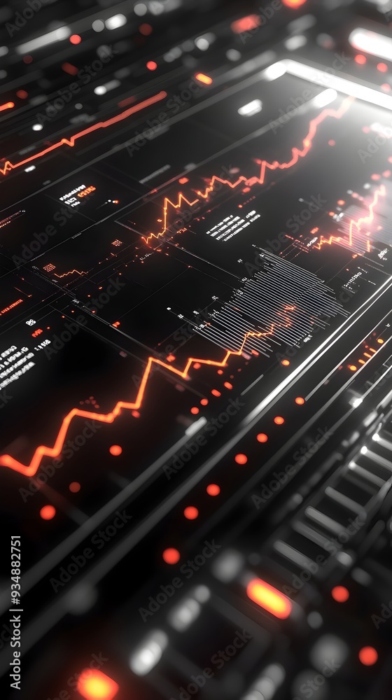 Poster ascending 3d business growth chart with data visualization dynamic data points and line graphs glowi