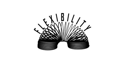 flexibility lettering, black isolated silhouette