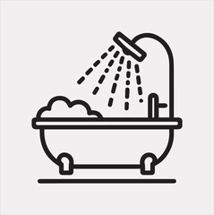 Bathtub linear icon Vector silhouette icon on a white background