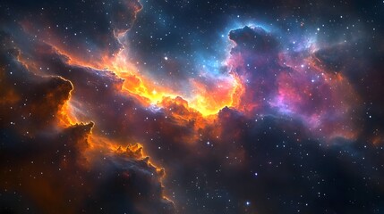 Fototapeta premium Boundless Expanse of Cosmic Wonders:Shimmering stardust,colossal interstellar structures,and mesmerizing astronomical phenomena in a retrofuturistic,surreal digital landscape.