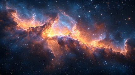 Fototapeta premium Boundless intergalactic cosmos showcasing shimmering starfields,enigmatic astral formations,and mesmerizing interstellar events in a sci-fi space opera of sublime digital impressionism and surrealism.