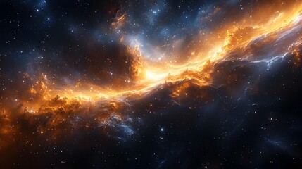 Obraz premium Boundless intergalactic expanse showcasing enigmatic stellar and hypnotic galactic cores,evoking a visionary space and digital sculpture with textures and a retrofuturistic aesthetic.