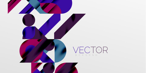 Colorful simple dynamic geometric forms circles lines and round shapes. Mosaic techno art concept. Vector Illustration For Wallpaper, Banner, Background, Card, Book Illustration, landing page © antishock