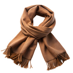 Brown scarf. Fashionable winter wear.