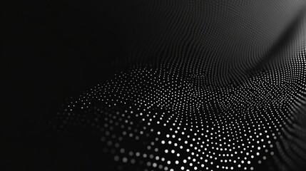 Digital Pulse: A dynamic wave of white dots dances across a black background, creating a mesmerizing abstract design. 