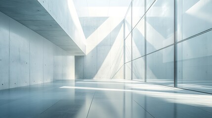 Modern Minimalism: Sunlit Concrete and Glass Interior