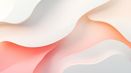 Serene Coral Flow: A minimalist abstract background of flowing white and coral waves, evoking tranquility and modern elegance. 