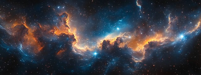 Obraz premium Captivating cosmic anomalies amid luminous ethereal stellar clusters in visionary astronomical art. Mysterious deep space scenery,captivating celestial wonders.