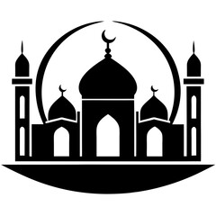 Islamic Mosque Logo Silhouette Vector Art Illustration