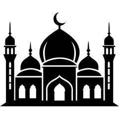 Islamic Mosque Logo Silhouette Vector Art Illustration