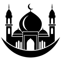 Islamic Mosque Logo Silhouette Vector Art Illustration