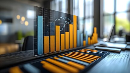 Comprehensive financial data visualization with detailed bar charts displaying monthly sales figures quarterly earnings yearly revenue growth
