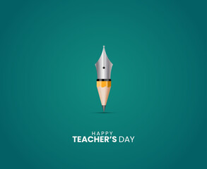 Happy Teacher's day creative concept vector illustration. Creative teacher's day education concept. design for banner, poster.