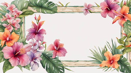 Obraz premium frame of flowers and leaves