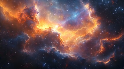 Fototapeta premium Ethereal Cosmic Dreamscape of Luminous Stellar Formations and Enigmatic Astral Wonders - A visionary digital showcasing the mesmerizing beauty and mysteries of the infinite cosmos.