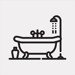 Bathtub linear icon Vector silhouette icon on a white background