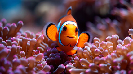 Naklejka premium Anemonefish Hiding Amongst Coral