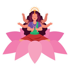 Fototapeta premium goddess durga on lotus flower