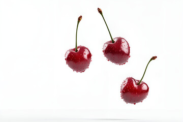 Fresh cherries on a white background