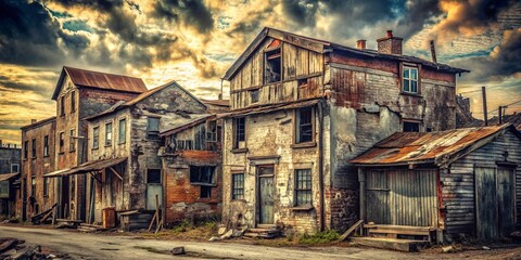 Obraz premium weathered nostalgia rustic worn decay fragmented urban neglect abandoned forgotten history crumbling grunge monochrome