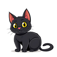 Black cat cartoon icon illustration on white background. Generative AI