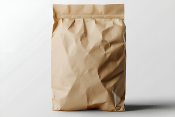 Blank Kraft Paper Packaging Bag Isolated on White Background