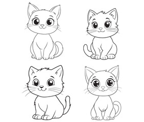 Outline of Cute Cat silhouette vector illustration 