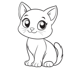 Outline of Cute Cat silhouette vector illustration 