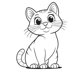 Outline of Cute Cat silhouette vector illustration 