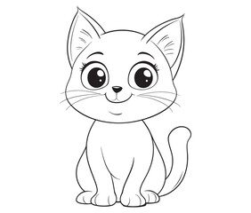Outline of Cute Cat silhouette vector illustration 