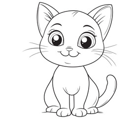 Outline of Cute Cat silhouette vector illustration 