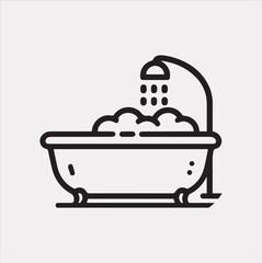 Bathtub linear icon Vector silhouette icon on a white background