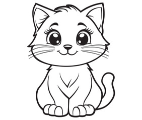 Outline of Cute Cat silhouette vector illustration 