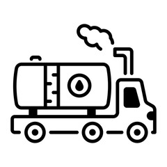 Obraz premium A linear style icon of fuel tanker 