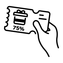 Outline style icon of discount coupon 