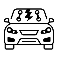 Linear style icon of windshield service