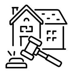 Property auction icon in line style 